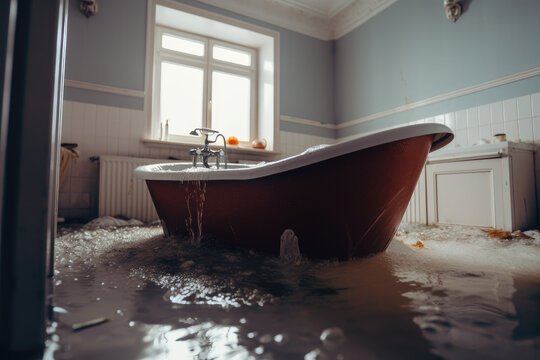 Water Overflowing from a Bathtub, Generative AI