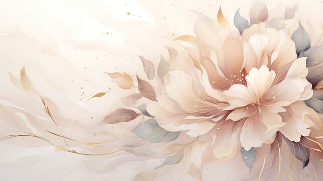 Elegant flower with watercolor style for background and invitation wedding card, AI generated image