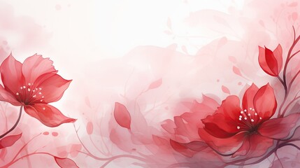 Red rose and falling petals flower. Watercolor, AI generated image