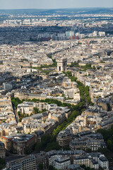 Fototapeta na wymiar Paris, France. April 24, 2022: The Arc de Triomphe with a panoramic view of the city.
