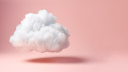 White fluffy cloud on pastel pink background. Minimal weather, speech concept. AI generative. illustration
