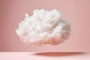 White fluffy cloud on pastel pink background. Minimal weather, speech concept. AI generative. illustration