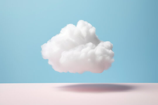 White fluffy cloud on pastel pink background. Minimal weather, speech concept. AI generative. illustration