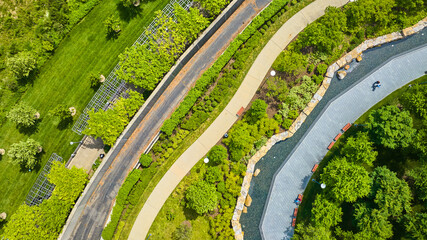 Aerial of trails around National Veterans Memorial and Museum