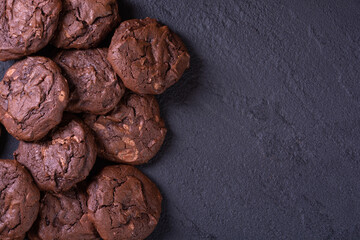 Group of homemade american chocolate cookies