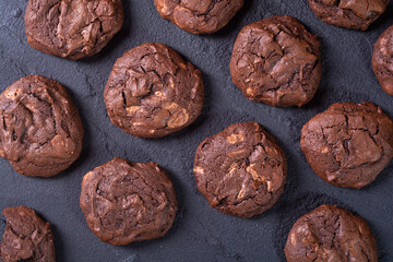 Group of homemade american chocolate cookies
