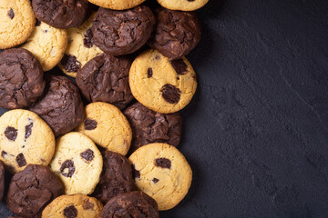Group of homemade american chocolate cookies