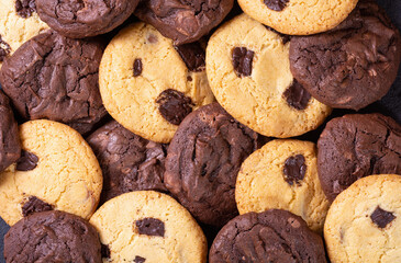 Group of homemade american chocolate cookies