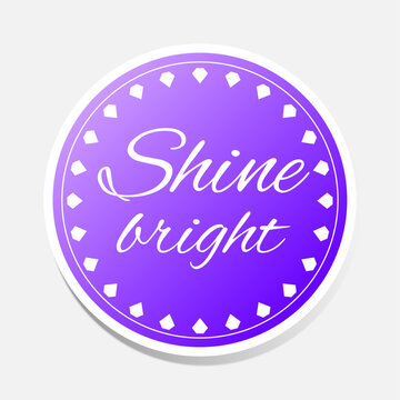 Shining Purple Sticker With Diamonds In Flat Style