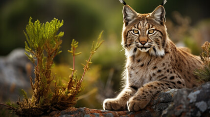Obraz premium a wild cat like the iberian lux. Generative AI
