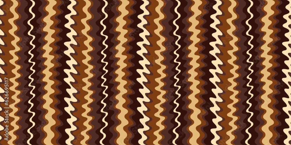 Poster Coffee pattern from spilled vertical thick streams. Seamless pattern of coffee and chocolate stripes, liquid and delicious.