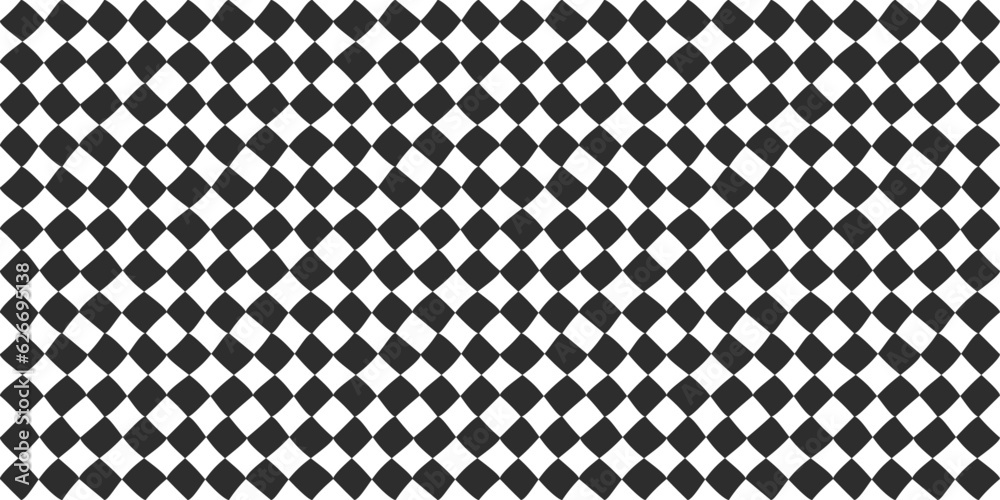 Poster checkered rhombs, from square shapes. diagonal checkerboard, endless and black and white. design for