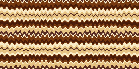 Coffee pattern from spilled vertical thick streams. Seamless pattern of coffee and chocolate liquid stripes. Design for textile, fabric, clothing, curtain, background, wrapping.