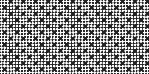 Checkered crosses, from square shapes. Black and white colors. Design for textile, fabric, clothing, curtain, rug, batik, ornament, background, wrapping.
