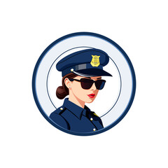 A realistic character of a pretty policewoman who can be used as a logo, mascot or avatar