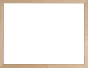Wooden frame with blank white background. Mockup for design
