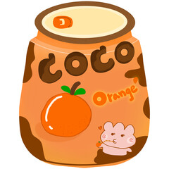 Orange-flavored cocoa in a cute-patterned soda can.