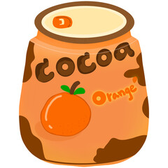 Orange-flavored cocoa in a cute-patterned soda can.