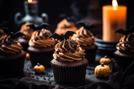 Cake homemade for Halloween. Festive food concept. Background