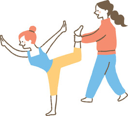 体操のコーチに教わっている生徒_色