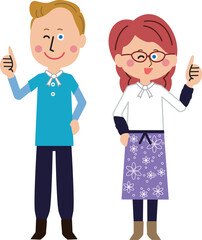 ポップでオシャレな人物　インバウンド　農業体験　男女　指差し