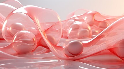 An abstract background with pink bubbles. Generative AI. 