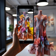 Fashion designers using augmented reality technology to visualize their designs Generative AI