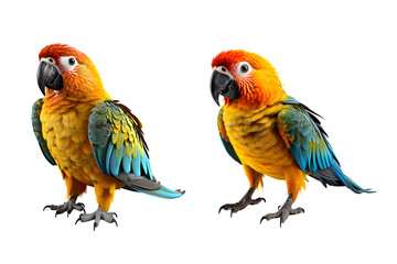 parrot bird isolated on transparent background ,bird full color cut out ,generative ai
