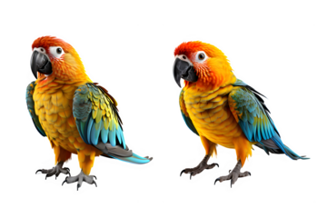 parrot bird isolated on transparent background ,bird full color cut out ,generative ai