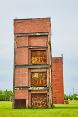 Decaying and abandoned freight elevator buildings at Ariel Foundation Park