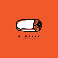 Line art Mexican burrito roll logo design  isolated on orange background - obrazy, fototapety, plakaty