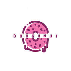 Sweet melted pink donut logotype logo design vector 