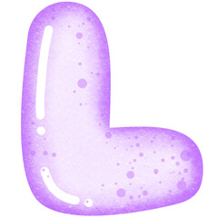 English alphabet a-z, purple, cute, used as an illustration