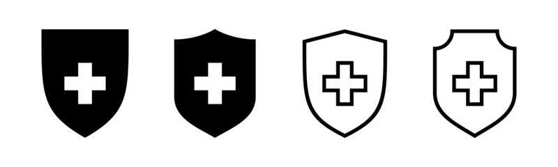 Fototapeta premium Health insurance icon set illustration. Insurance document sign and symbol