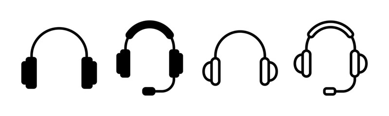 Headphone icon set illustration. Headphone sign and symbol