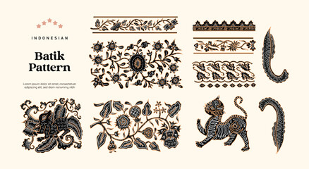 Isolated javanese Batik pattern illustration - obrazy, fototapety, plakaty