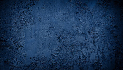 Background image of texture plaster on the wall in dark blue black tones in grunge style.