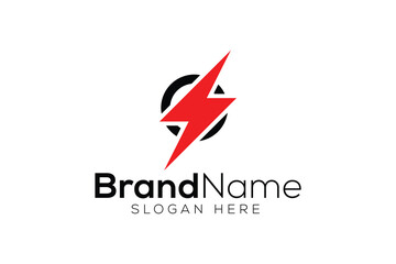 Obraz premium Minimal thunder logo design vector template