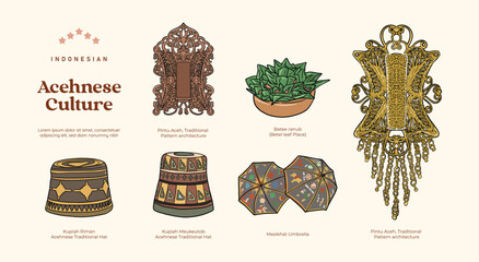 Isolated Indonesian Acehnese Culture illustration