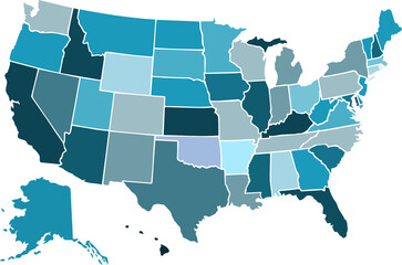 light blue united states map