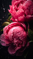 Peony flowers with water droplets