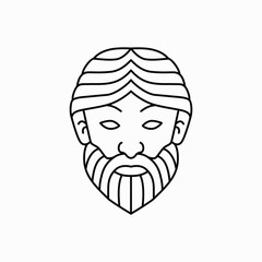 Bearded Man God Greek Outline Logo Vector Icon Illustration