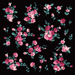 Floral material collection ideal for textile design,