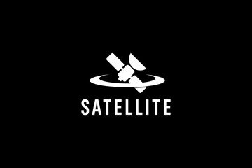 satellite logo vector icon illustration