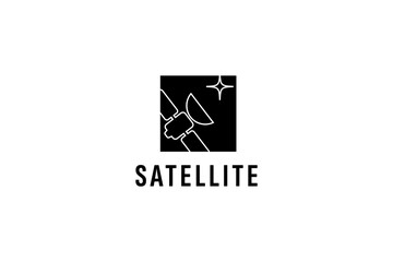 satellite logo vector icon illustration
