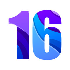colorful gradient number 16 logo design