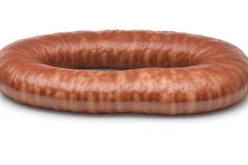 Cumberland sausage over white background