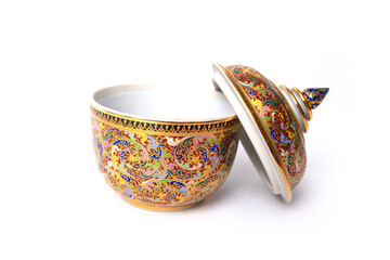 Benjarong wares that era time style of ceramic desing of thailand.