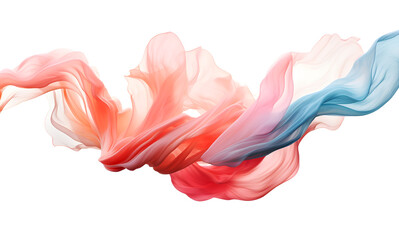 Colorful fabric flying in the wind on white background Generative ai - 626714708
