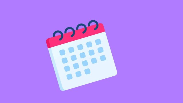 Calendar Mark Date with Pencil on Event Appointment or Deadline Green Screen and Purple Background Animation Motion Graphics Cartoon Video